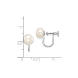 Sterling Silver Clip-On Earrings with White Cultured Freshwater Pearls, Screw-Back Button Studs