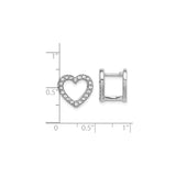 Sterling Silver Heart Earrings with Clear Cubic Zirconia, Open Heart Design, Hinged Clasp