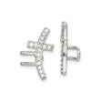 Sterling Silver Ear Climbers with Cubic Zirconia, Sideways Cross Christian Earrings for Women