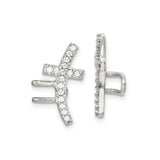 Sterling Silver Ear Climbers with Cubic Zirconia, Sideways Cross Christian Earrings for Women