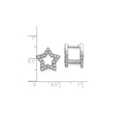 Sterling Silver Star Hoop Earrings with Cubic Zirconia and Yellow Enamel Backing
