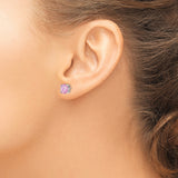 Sterling Silver Stud Earrings with Round Cut Created Opal in White, Blue, and Pink