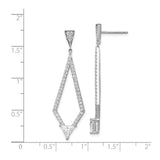 Sterling Silver Drop Earrings with Cubic Zirconia, Trillion Cut, Geometric Design, Long Dangle