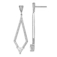 Sterling Silver Drop Earrings with Cubic Zirconia, Trillion Cut, Geometric Design, Long Dangle