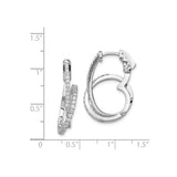 Sterling Silver Hoop Earrings with Cubic Zirconia, Twisted Overlapping Design