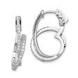Sterling Silver Hoop Earrings with Cubic Zirconia, Twisted Overlapping Design