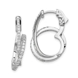 Sterling Silver Hoop Earrings with Cubic Zirconia, Twisted Overlapping Design