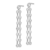 Sterling Silver Drop Earrings with Cascading Cubic Zirconia Bezel Set Design