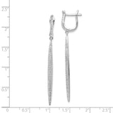Sterling Silver Long Tapered Spike Earrings with Cubic Zirconia, Modern Linear Dangle Design