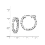 Sterling Silver Hoop Earrings with Baguette Cubic Zirconia, Channel Set Geometric Design