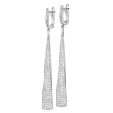 Sterling Silver Drop Earrings with Cubic Zirconia, Tapered Bar Modern Dangle Design