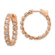 Sterling Silver Rose Gold Plated Hoop Earrings with Cubic Zirconia in Milgrain Bezel Setting