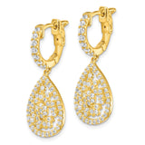 Sterling Silver Teardrop Dangle Earrings with Cubic Zirconia and Filigree Floral Design