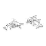 Sterling Silver Dolphin Stud Earrings with Mother and Baby Ocean Theme Design