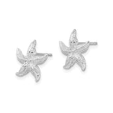 Sterling Silver Starfish Stud Earrings, Textured Nautical Marine Design