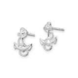 Sterling Silver Anchor Stud Earrings with Rope Detail, Nautical Theme for Women