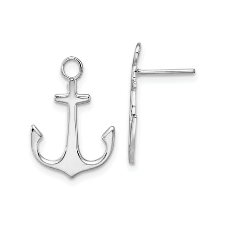Sterling Silver Anchor Stud Earrings, Polished Nautical Design for Women