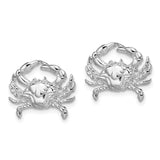 Sterling Silver Crab Stud Earrings with Detailed Crustacean Design, Nautical and Zodiac Theme