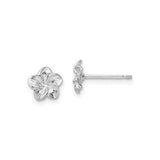 Sterling Silver Flower Stud Earrings with Five-Petal Floral Design for Women