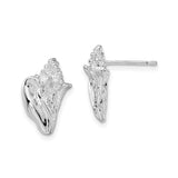 Sterling Silver Floral Bud Stud Earrings with Textured Petal Design