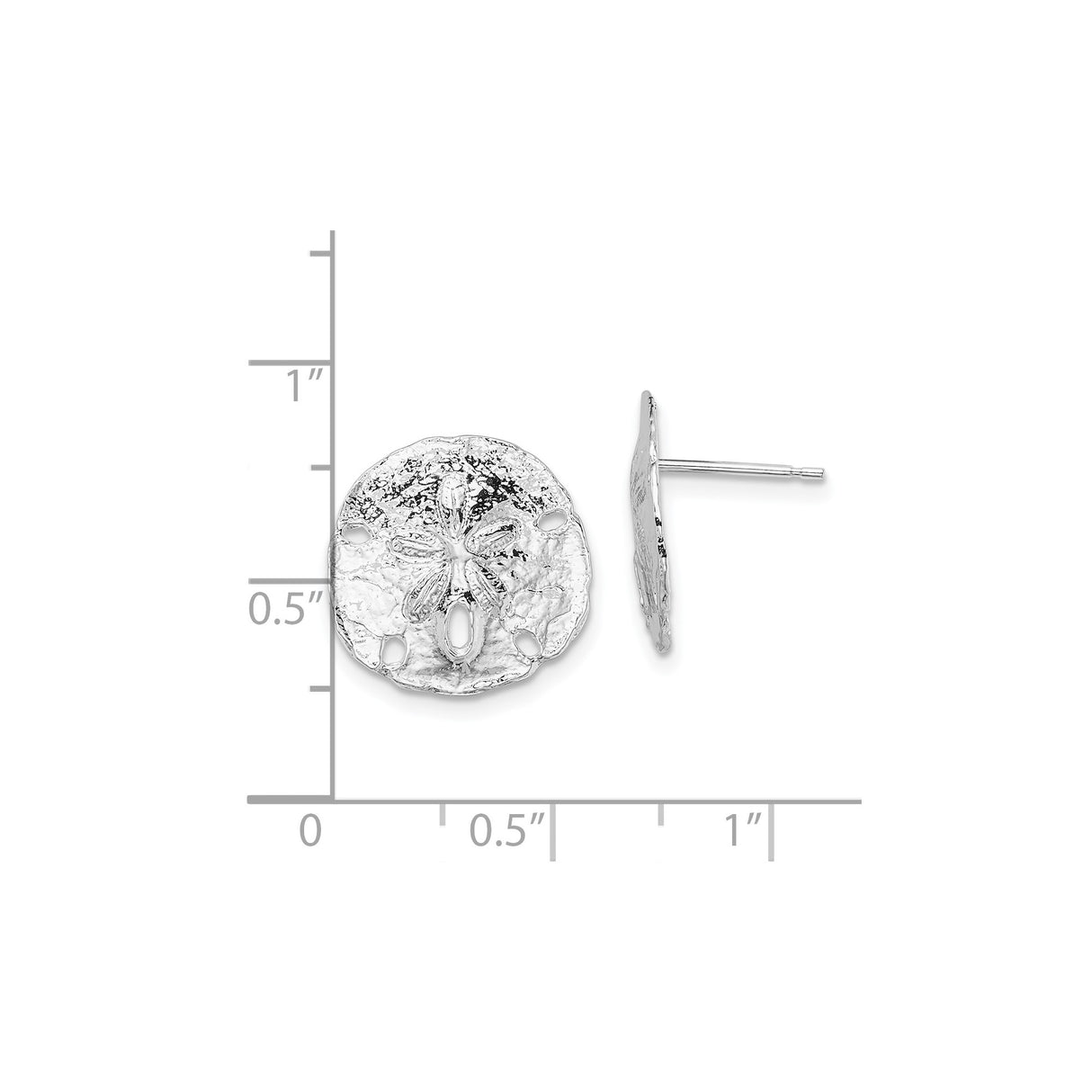 Sterling Silver Sand Dollar Stud Earrings, Ocean-Inspired Coastal Nautical Design for Women