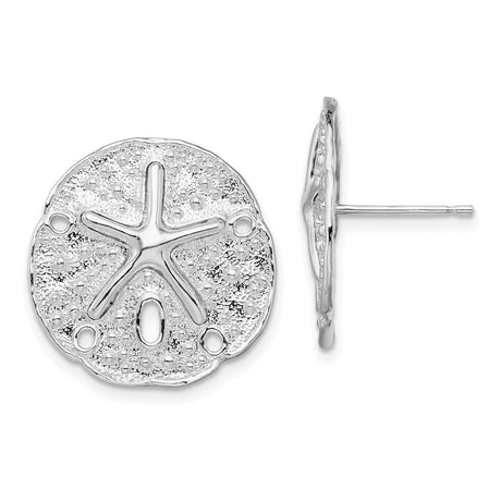 Sterling Silver Sand Dollar Stud Earrings, Nautical Beach Theme for Women