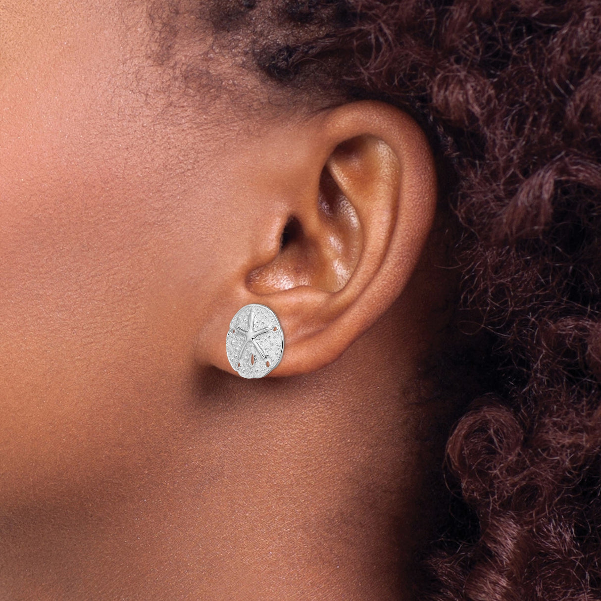 Sterling Silver Sand Dollar Stud Earrings, Ocean Inspired Sea Life Design for Women