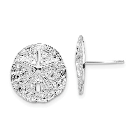 Sterling Silver Sand Dollar Stud Earrings, Ocean Inspired Sea Life Design for Women