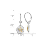 Sterling Silver Two-Tone Starfish Dangle Earrings, Textured Sand Dollar, Nautical Beach Theme