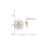 Two-Tone Compass Earrings Silver And 14K Gold With Markings