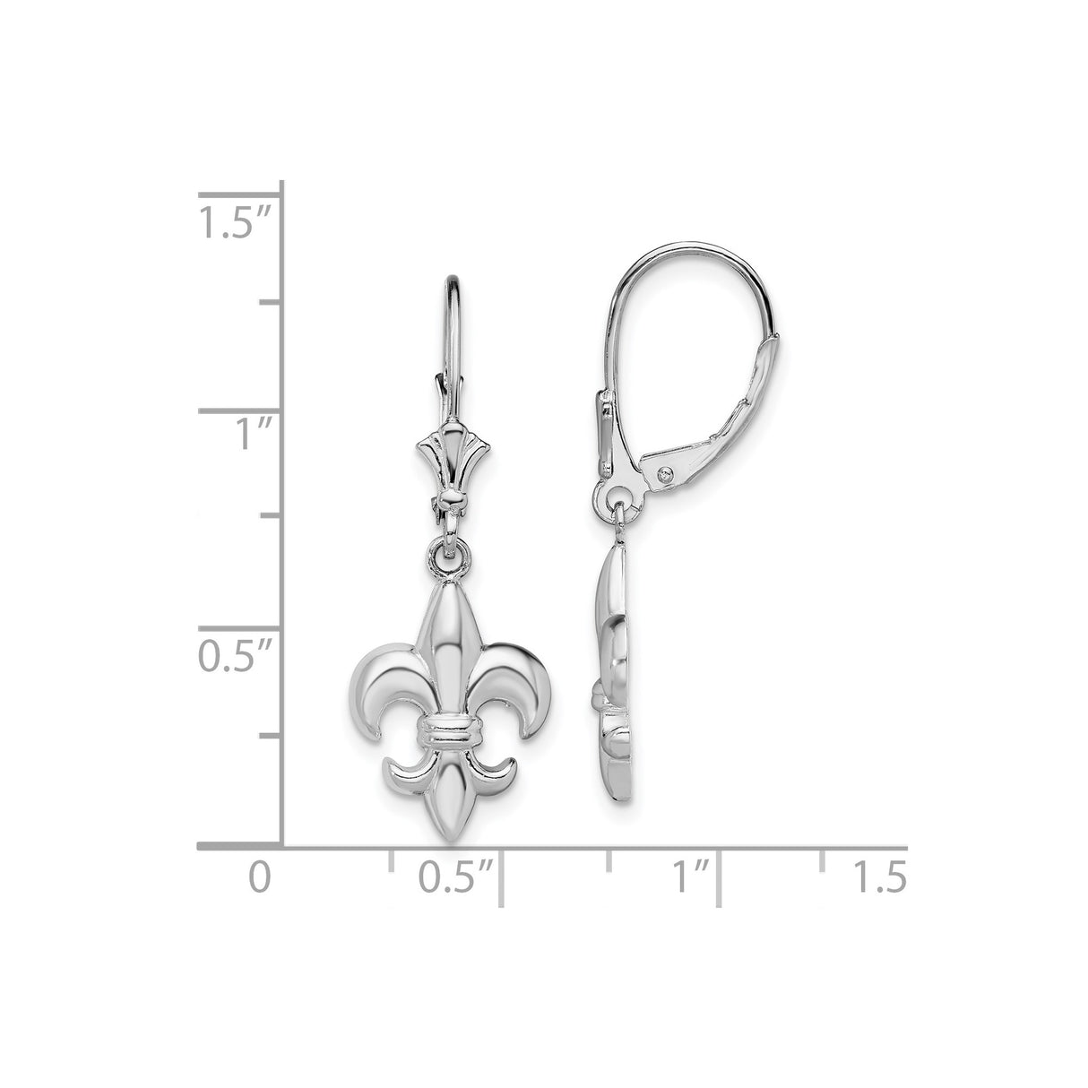 Sterling Silver Dangle Earrings with Fleur-de-Lis Design, Leverback Style, European Inspired