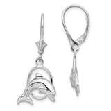 Sterling Silver Dolphin Dangle Earrings, Leaping Dolphin in Circle Hoop Design