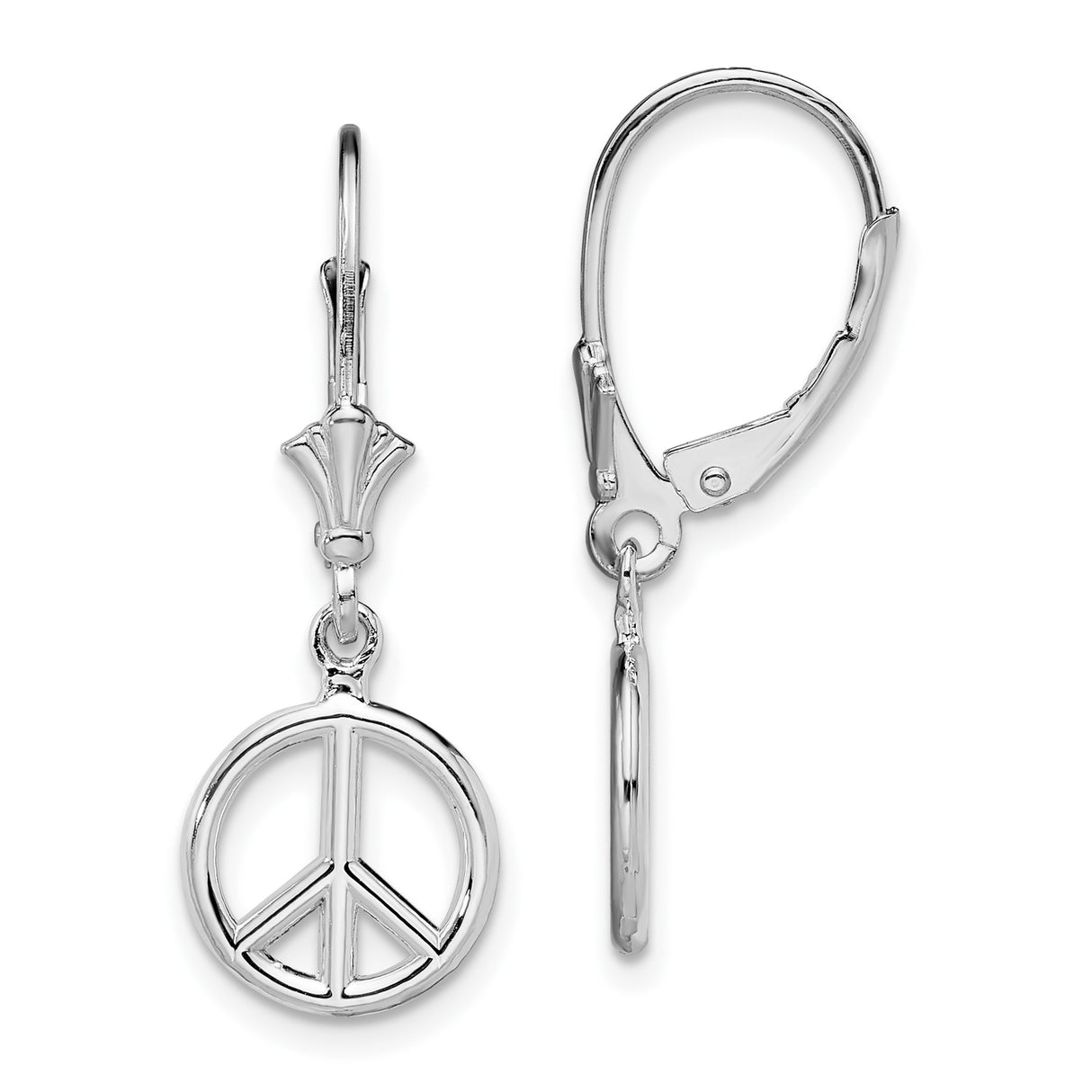 Sterling Silver Dangle Earrings with Peace Sign Charms, Boho Counterculture Style for Women