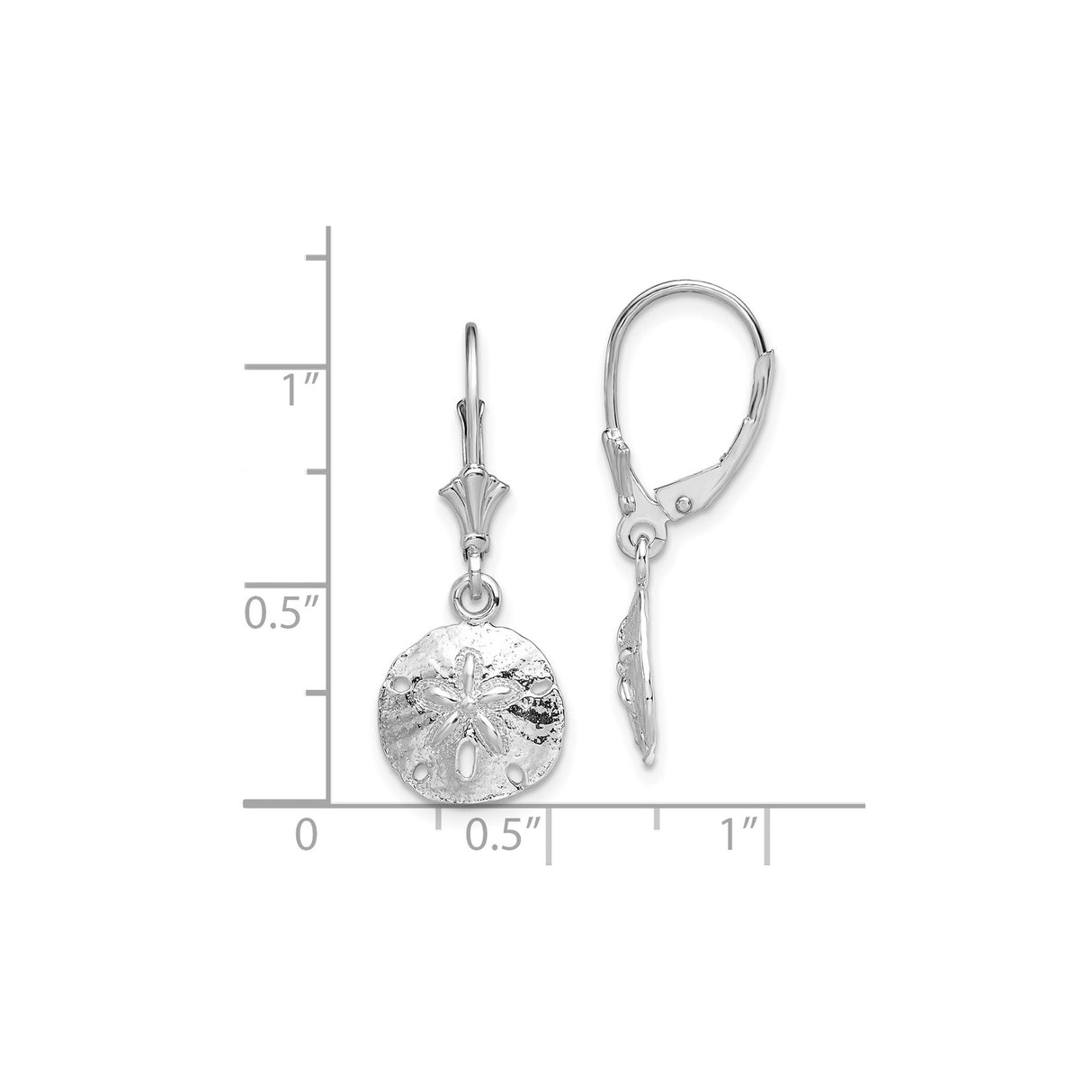 Sterling Silver Dangle Earrings with Sand Dollar Charm, Coastal Ocean Theme for Women