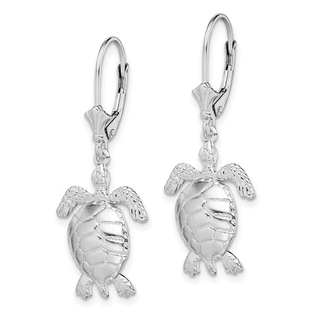 Sterling Silver Turtle Dangle Earrings, Sea Turtle Design, Ocean Nature Theme for Women