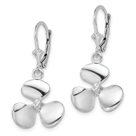 Sterling Silver Leverback Dangle Earrings with Boat Propeller Charms, Nautical Style