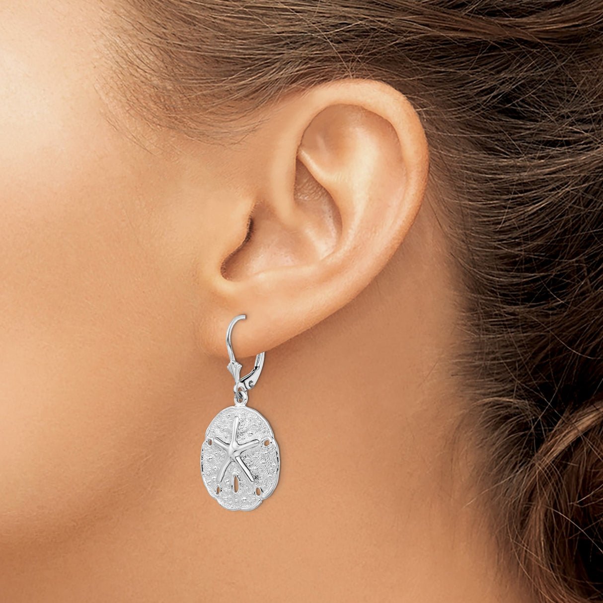 Sterling Silver Dangle Earrings with Sand Dollar and Starfish Charm, Nautical Beach Theme