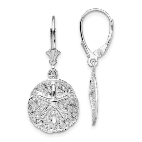 Sterling Silver Dangle Earrings, Textured Sand Dollar Drop, Nautical Beachwear Jewelry