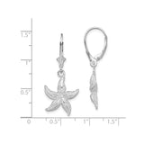 Sterling Silver Starfish Dangle Earrings with Leverback Closures, Ocean-Inspired Design