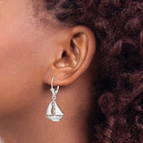Sterling Silver Sailboat Dangle Earrings, Nautical Yacht Charm, Coastal Summer Style