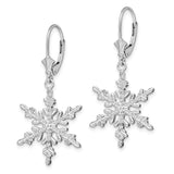 Sterling Silver Snowflake Dangle Earrings with Leverback Closure, Winter Cut-Out Design