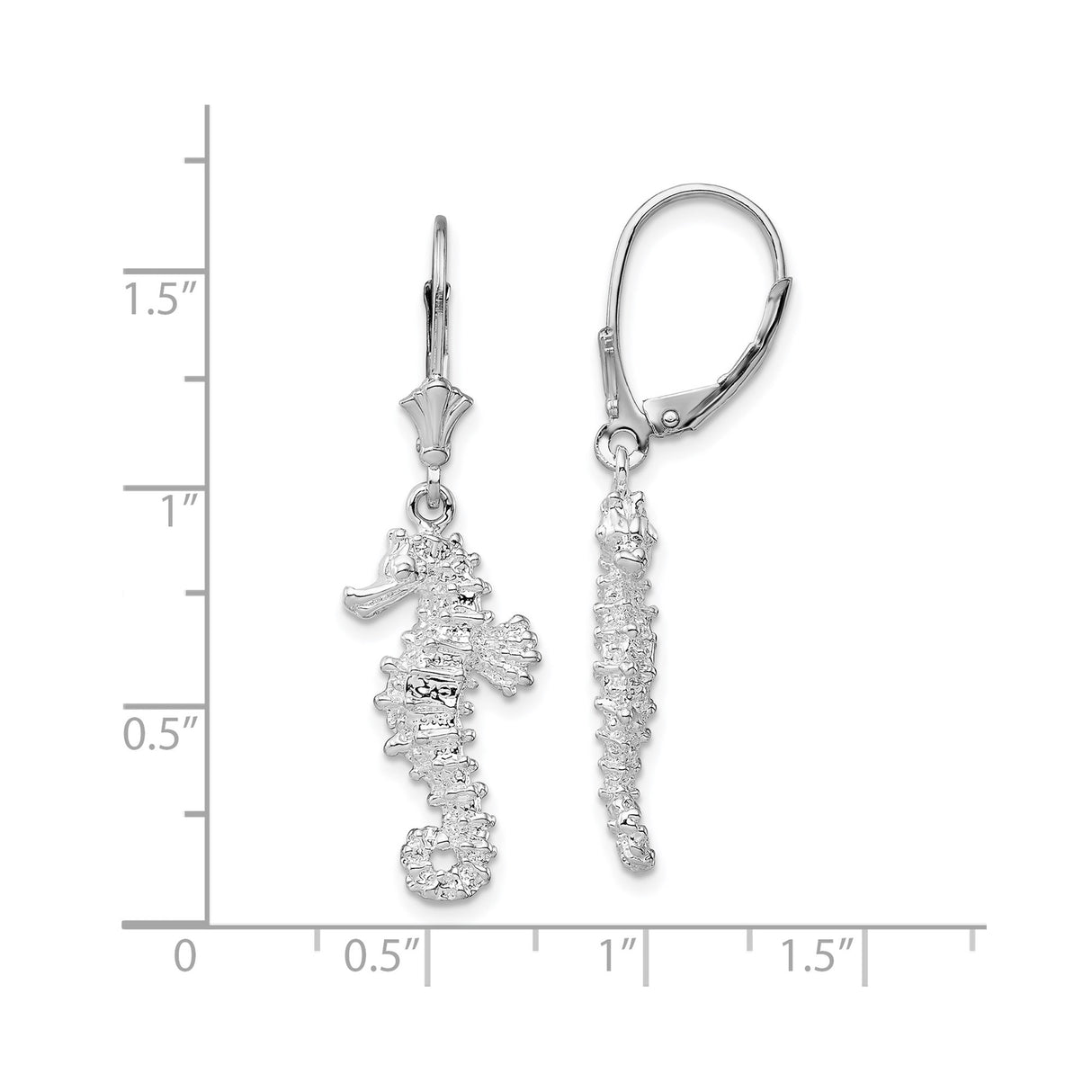 Sterling Silver Seahorse Dangle Earrings, Leverback Closure, Nautical Marine Life Design