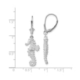 Sterling Silver Seahorse Dangle Earrings, Leverback Closure, Nautical Marine Life Design