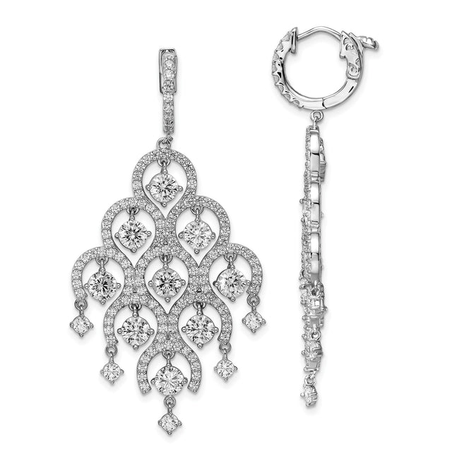 Sterling Silver Chandelier Drop Earrings with Cubic Zirconia, Vintage Cascading Teardrop Design