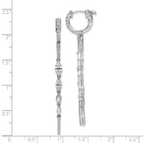 Sterling Silver Dangle Earrings with Marquise and Round Cubic Zirconia, Linked Chain Design