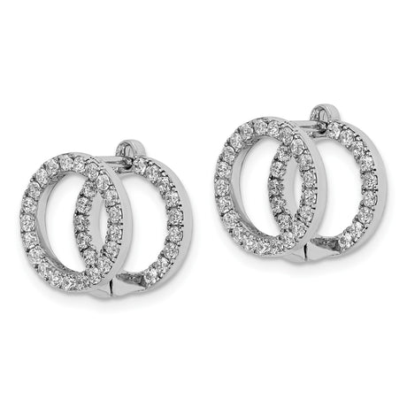 Sterling Silver Double Circle Hoop Earrings with Cubic Zirconia, Interlocking Design