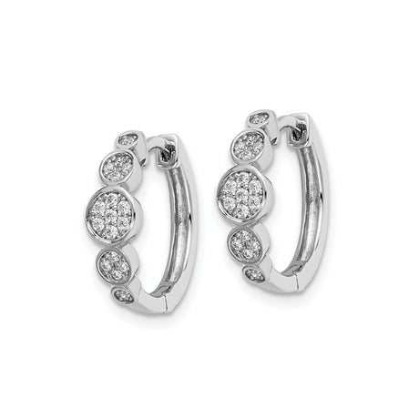 Sterling Silver Hoop Earrings with Graduated Circle Design and Pavé Cubic Zirconia