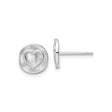 Sterling Silver Heart Stud Earrings with Textured Disc Design