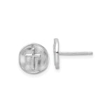 Sterling Silver Cross Pendant in Polished Disc with Satin Finish, Unisex Spiritual Jewelry