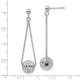 Sterling Silver Dangle Earrings with Polished Beaded Chain and Cubic Zirconia Accents